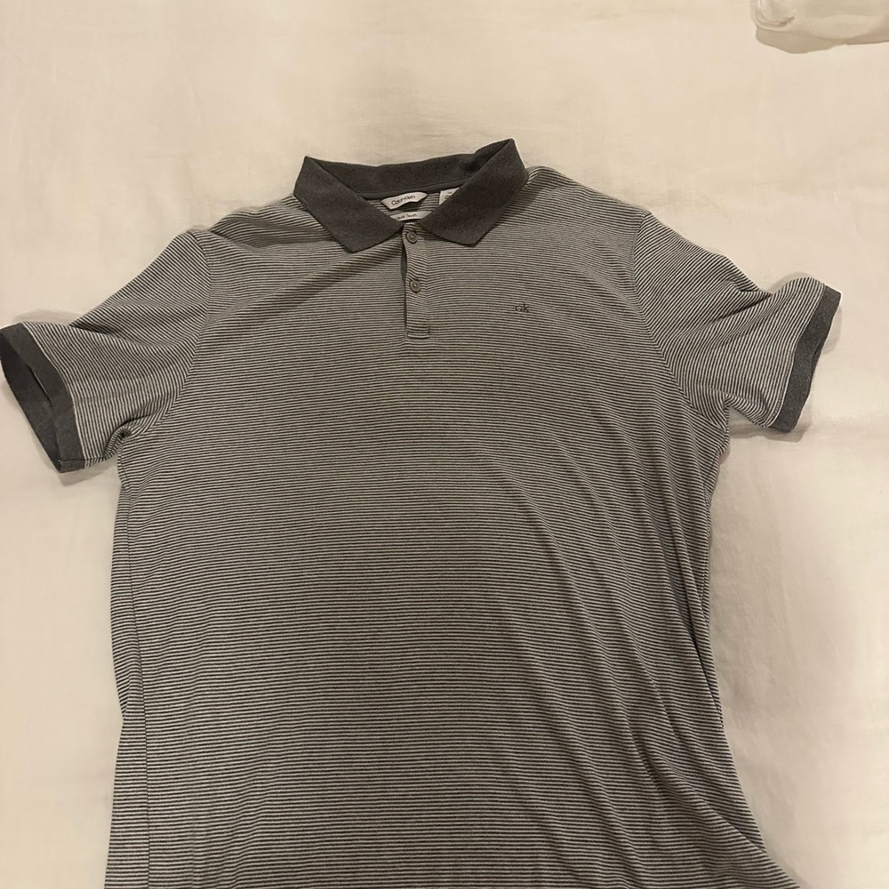 Calvin Klein Gray Polo Shirt with Black Collar